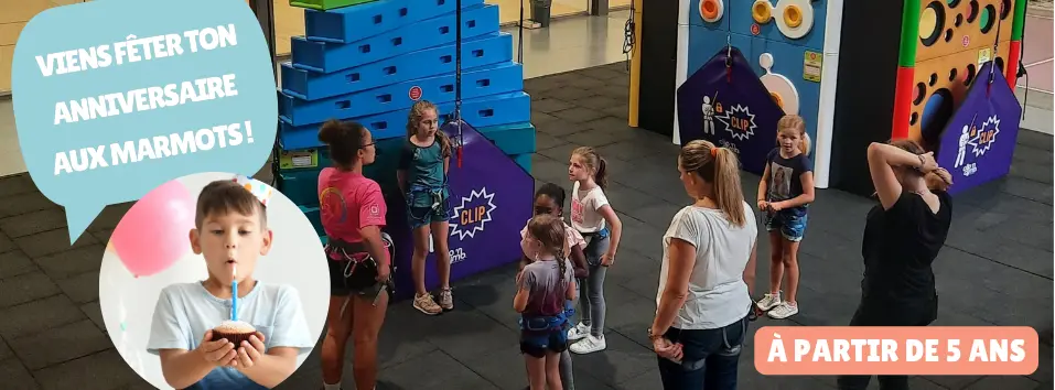 Viens fêter ton anniversaire aux Marmots ! activité anniversaire les marmots liege escalade multi ball